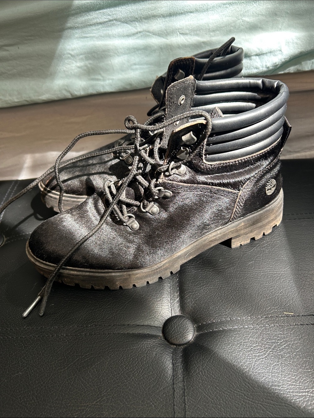 Timberland Black Leather Lace-Up Women's Winter Boots